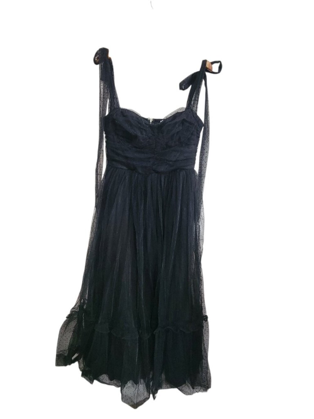 Baltic Born Mavani Swiss Dot Tulle Maxi Dress Womens XL Black Whimsigoth Witchy